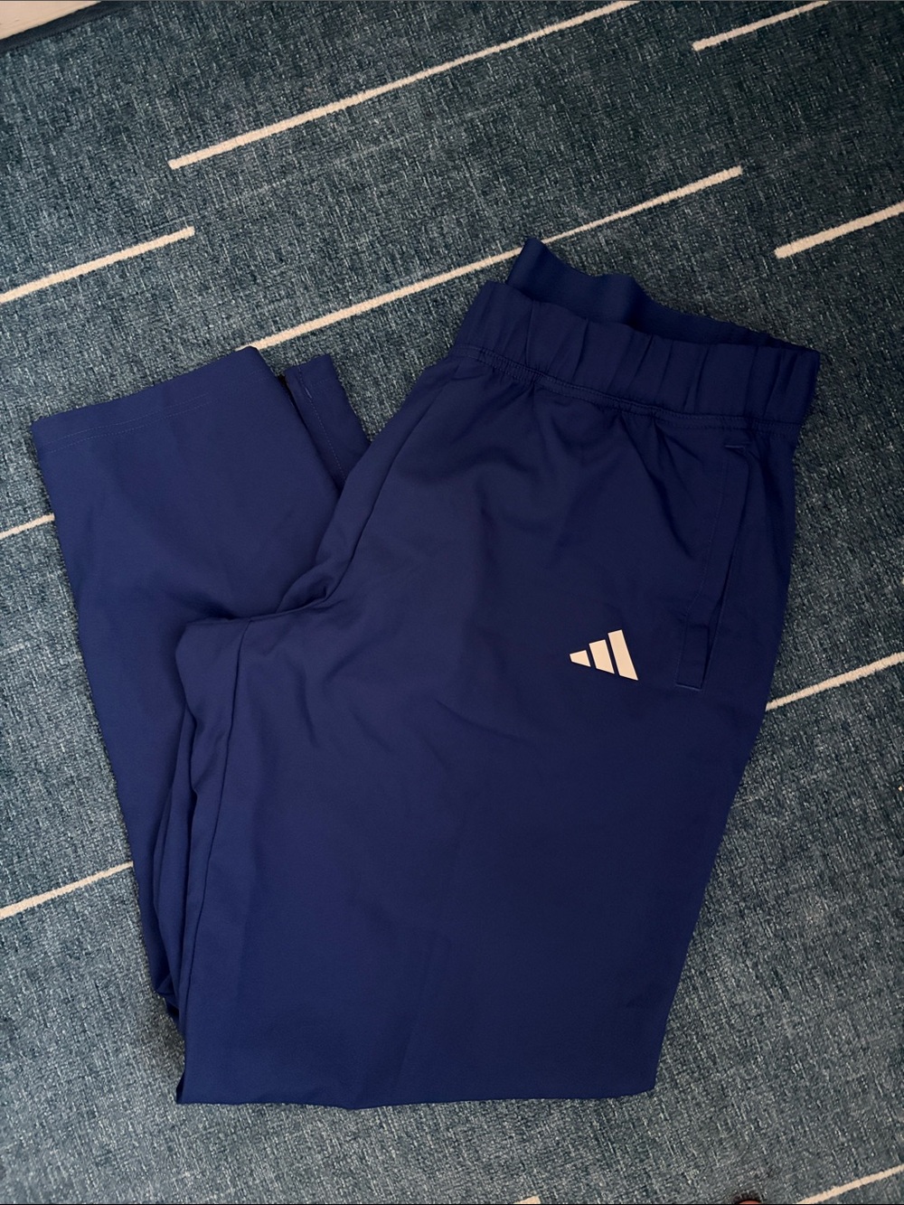 adidas Kids Navy Blue Jogger Pants with White Logo